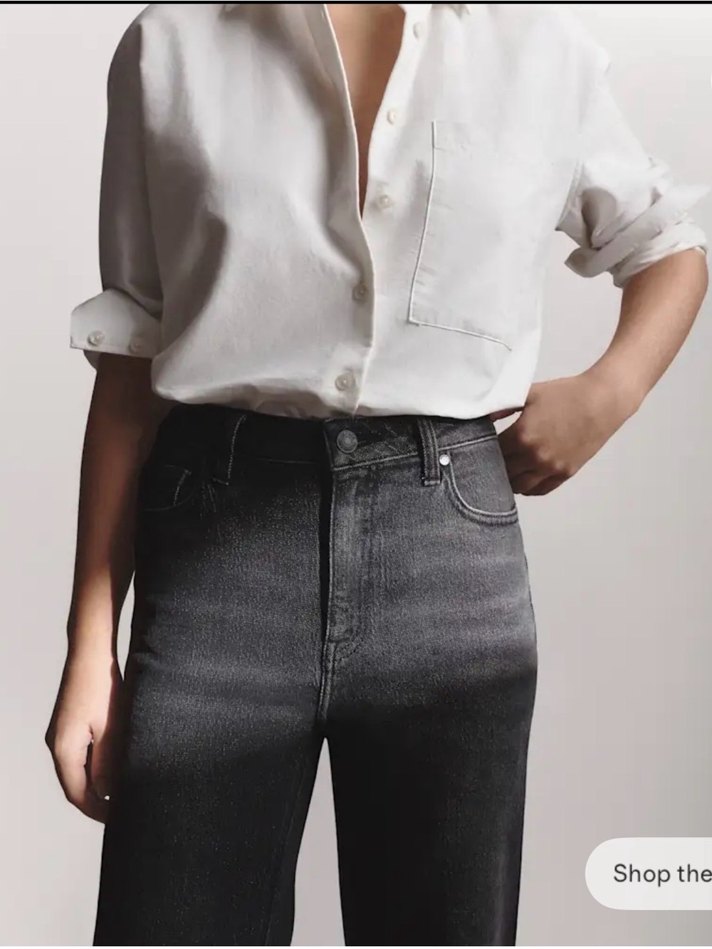 Quince Bella Stretch Relaxed Straight Jeans in charcoal black 30” inseam - Picture 4 of 5